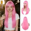 Best-selling 26-inch synthetic wig for long straight hair for cosplay, Halloween everyday wig, high-temperature hairpiece