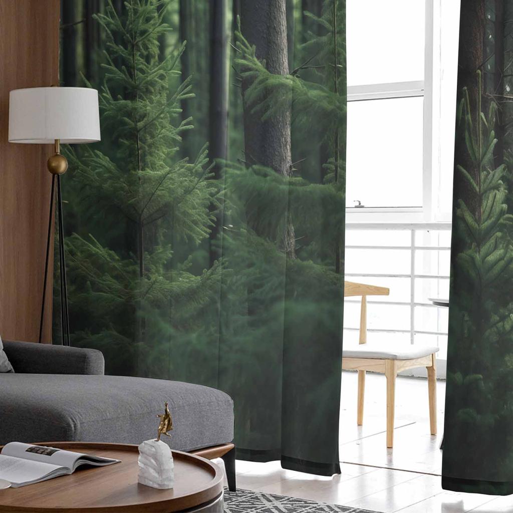 Wallpaper Forest Tree Autumn Tulle Window Curtains for Bedroom Luxury Home Decor Drapes In Living Room Chiffon Panels