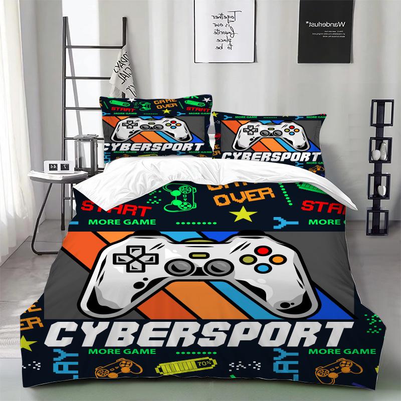 

Teen /Boy/Kid Video Games Bedding Set Gaming Controller Pattern Design Comforter Cover ,Decorative Game Gamepad Quilt Cover Set EU single(135x200cm)