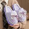 Bow cotton slippers autumn and winter indoor home thick bottom non-slip warm advanced hair plush cotton mop
