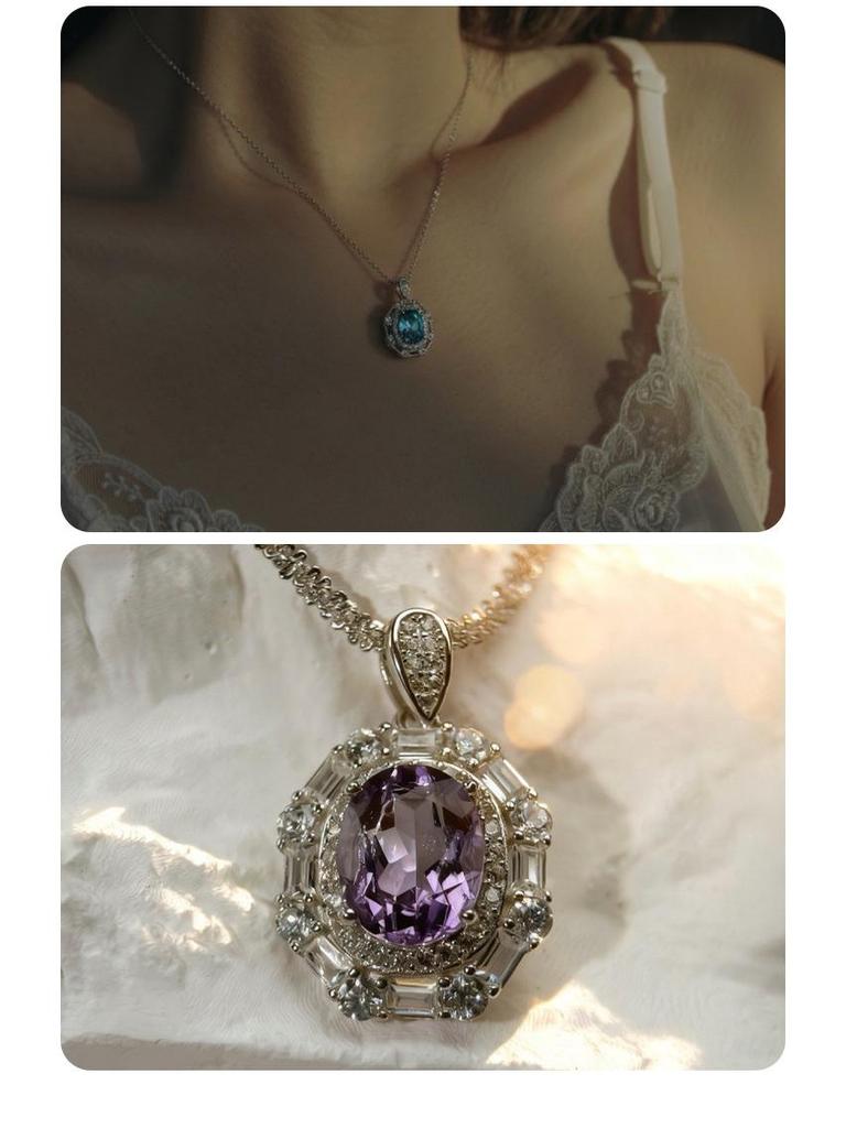 S925 Sterlingsilber Gelber Amethyst Edelsteinring & Damenanhänger mit hohem Karat