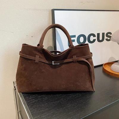 Buckle Decorative Design Solid Faux Suede Handbag Large Capacity Hasp Casual Tote 2024 Hot Sale Bags For Women Bolsas Femininas