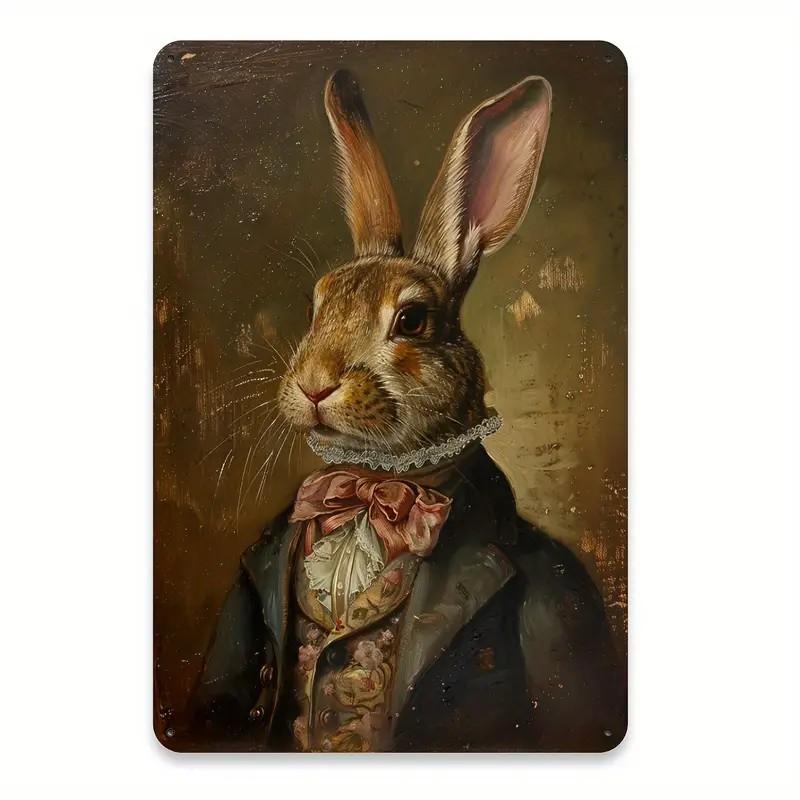 Charming Easter Bunny Metal Sign Perfect Gift for Family & Friends Cute Rabbit Wall Art for Home, Bar, Cafe Decor Garage Kitchen