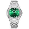 Waterproof Mens Square Quartz Watch Luminous Day Date Display Steel Strap Classic Casual Daily Wristwatch