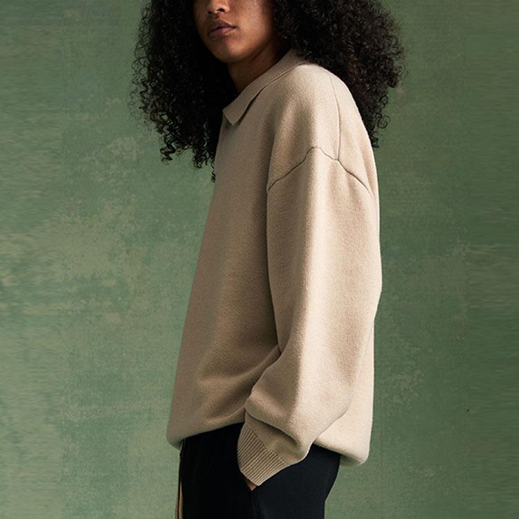 Fear of God Essentials Knit Polo Gold Heather Men Tops Tan 192BT232183F