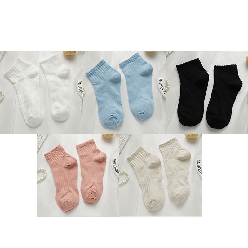 5 Pairs Cream Style Short Socks for Women Breathable Sweat-absorbent Sports Socks Japanese Candy Color Girl Ankle Socks