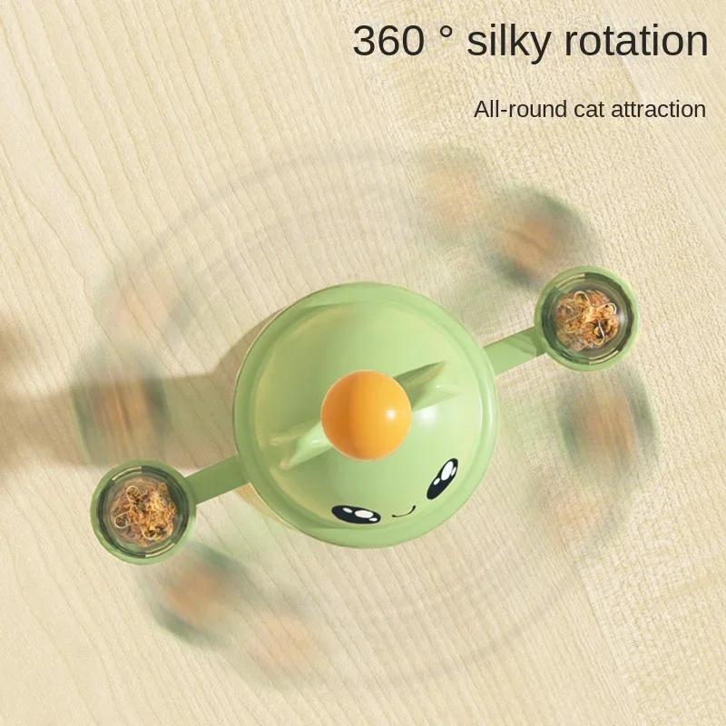 Pet Turntable Tumbler Toy Relieving Stress Interactive Entertaining Cat Teasing Toys Funny Stick Rotating Food Leakage Cat Toy