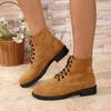 Stivaletti Retro Autunno Nuovi Punta Tonda Scamosciati con Lacci Piattaforma Antiscivolo Resistenti all'Usura Scarpe Singole