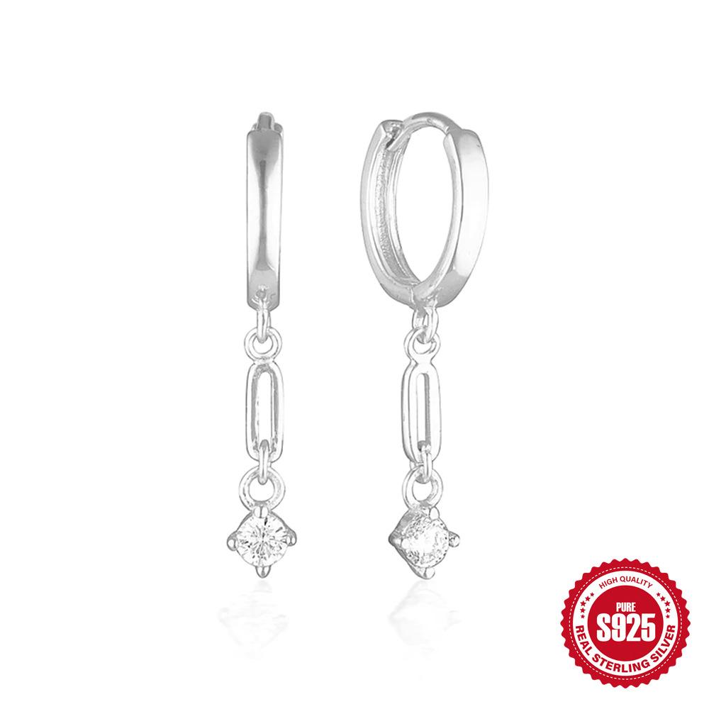 Stylish And Simple Ins Style S925 Sterling Silver Horse Eye Diamond Set Light Luxury High-End Earrings Earrings Earrings