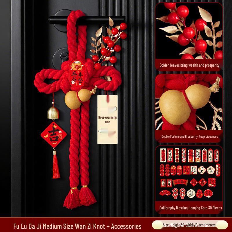 Housewarming Decor: Fu Character Door Handle Pendant Knot for New Home Ceremony