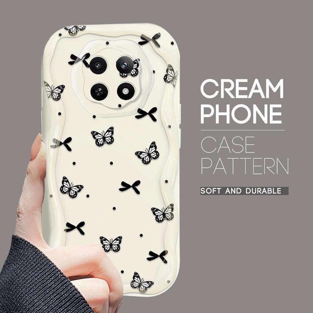Cartoon Pattern Cream Texture Casing Wavy Edge Soft Silicone Cover Phone Case for OPPO Reno Realme OnePlus Vivo