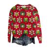 Women's Fashion Round Neck Pullover Top Long Sleeve Tee Christmas Printed Sweatshirt