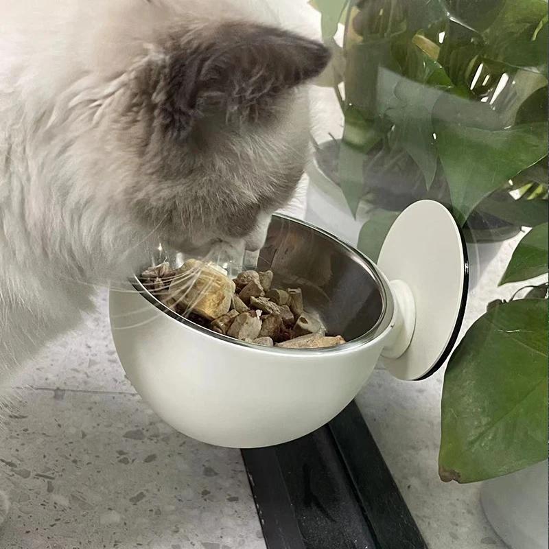 Fixed Mounted Cat Bowl Wall Mount Stainless Steel Anti Spill Magnetic Dog Food Bowls Elevated Pet Bowl Dishwasher Safe