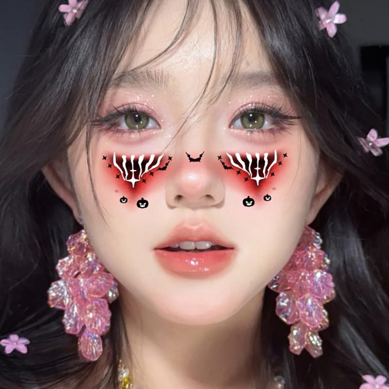 10 Stück Halloween Vampir Fledermaus Falsche Sommersprossen Temporäre Tattoo Aufkleber Für Kind Frau Heißfolienprägung Sommersprossen Make-up Party Gesichts-Make-up