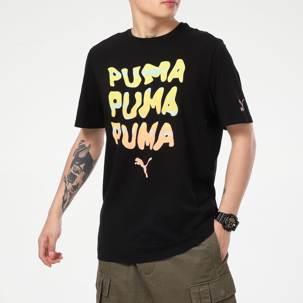 PUMA T Shirts Men's Black Crew Neck Moderate Straight Fit 532612-51
