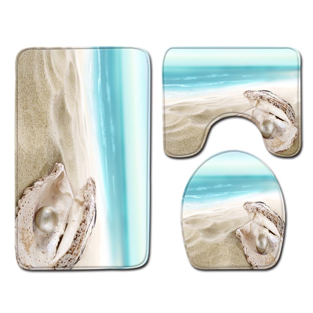 Shell Bathroom Floor Mat Toilet Three-Piece Set