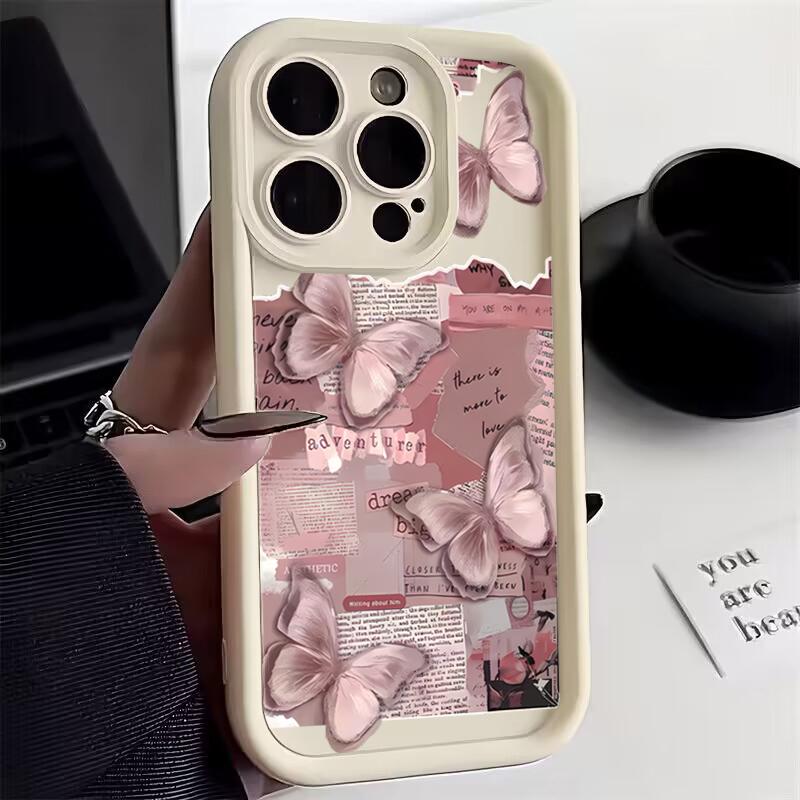 

Pink Butterfly Phone Case For Samsung S25 S24 Ultra S23 Ultra S22 S21 S20 Plus Note 20 S24FE S23FE Cover S24 Plus 5G