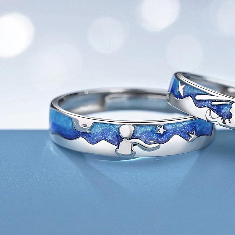 The Little Prince & Fox: Trendy Openable Cartoon Couple Rings