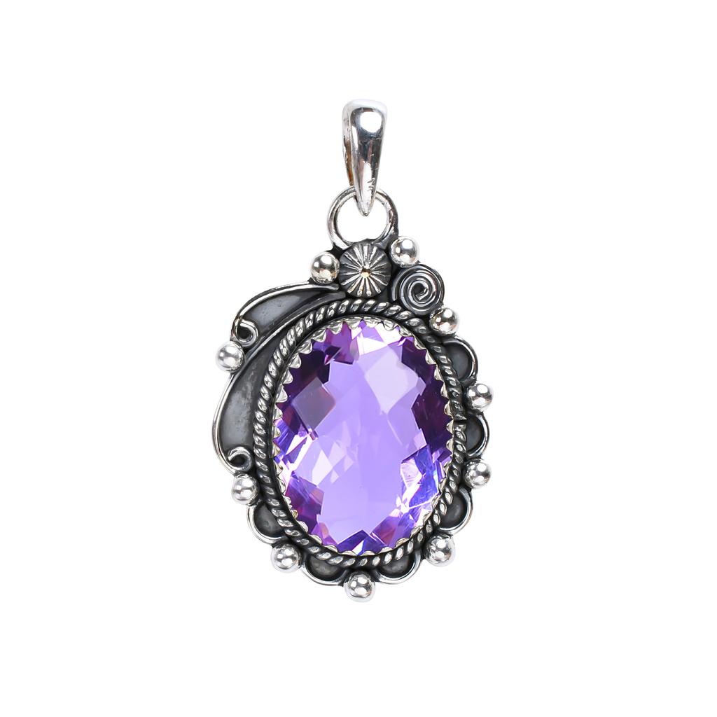 Colour Changing Alexandrite 925 Sterling Silver Pendant V8277, Purple & Pink Pendant, Oval Pendant, Valentin's Day Gift, Gift For Her, Birthday Gift,