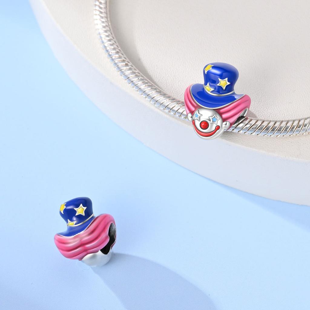 Plated 925 Silver circus clown Charms Fit 925 Charms Bracelet Beads Jewelry Gifts for Women