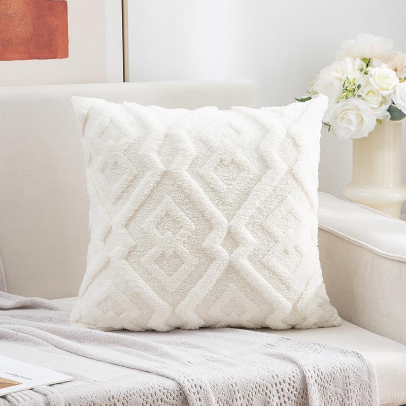 Modern Simple Pillow Cover Knitted Plush Pillow Cover Core-Free Office Sofa Waist Pillow Bed Head Cushion Premium