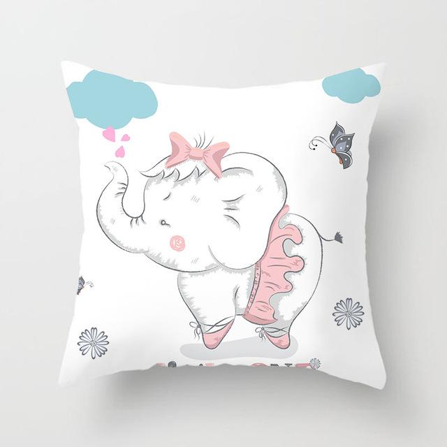 Cute Unicorn Cushion Cover Cartoon Animal Cat Flamingo Polyester Throw Pillow Case Cover Elephant Unicorn Decoration Pillowcases