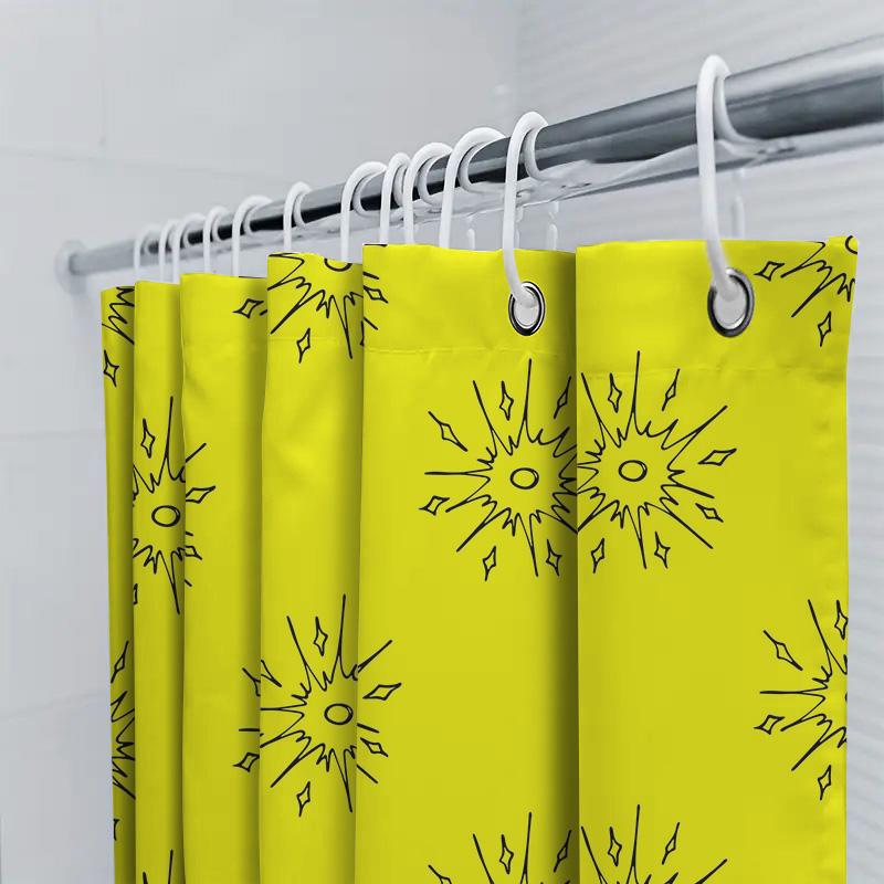 Buntfarbenes Sunburst Duschvorhang-Set Moderne Badezimmerdekoration Für Badezimmer Küchen Perfekte Geschenkidee (Gelb)