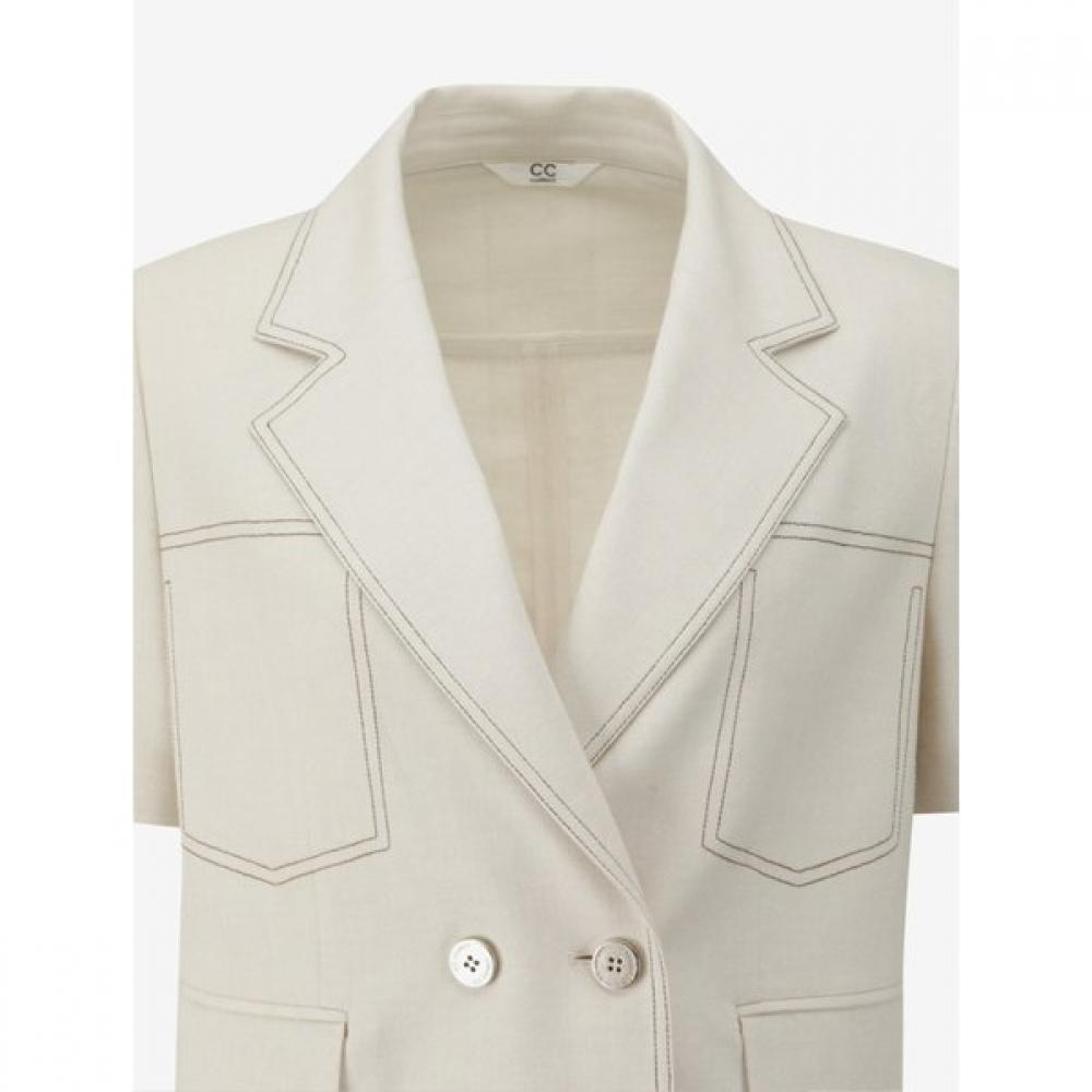 Cc Collect Half Sleeve Color Stitched Crop Jacket C262msf135