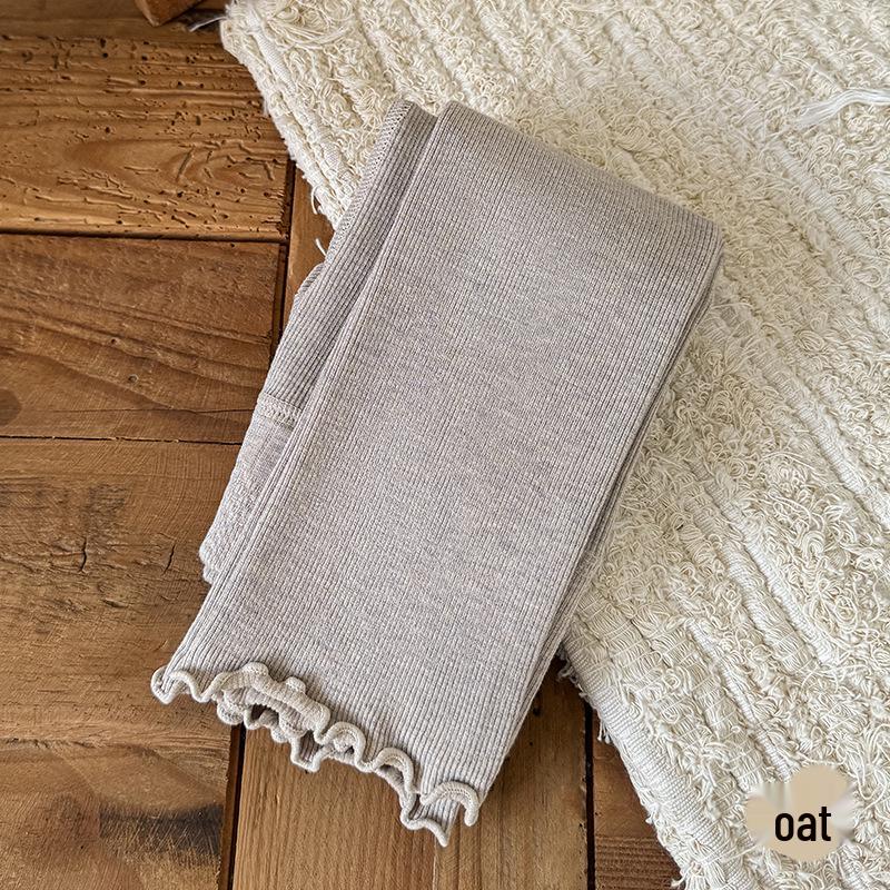 Dziewczęce Wszechstronne Bawełniane Legginsy 9/10 w Jednolitym Białym Kolorze na Wiosnę/Jesień