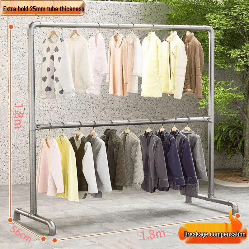 Floor-Standing Galvanized Steel Clothes Drying Rack for Balcony & Bedroom
