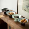 Living Room Household Snacks Tribute Plate Bowl Light Luxury Tea Table Blue and White Ceramic High Foot Tea Tray Fruit Plate
