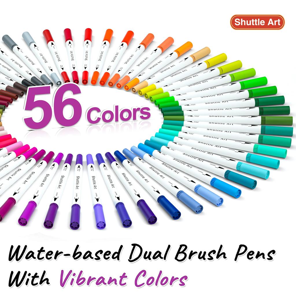Shuttle Art Color Watercolor Brush Brush 56 Color Brush Ultra Fine Twin Quick For Coloring Homework Pens, Pens, Pens, Set, Water-Based Pens, Pens,