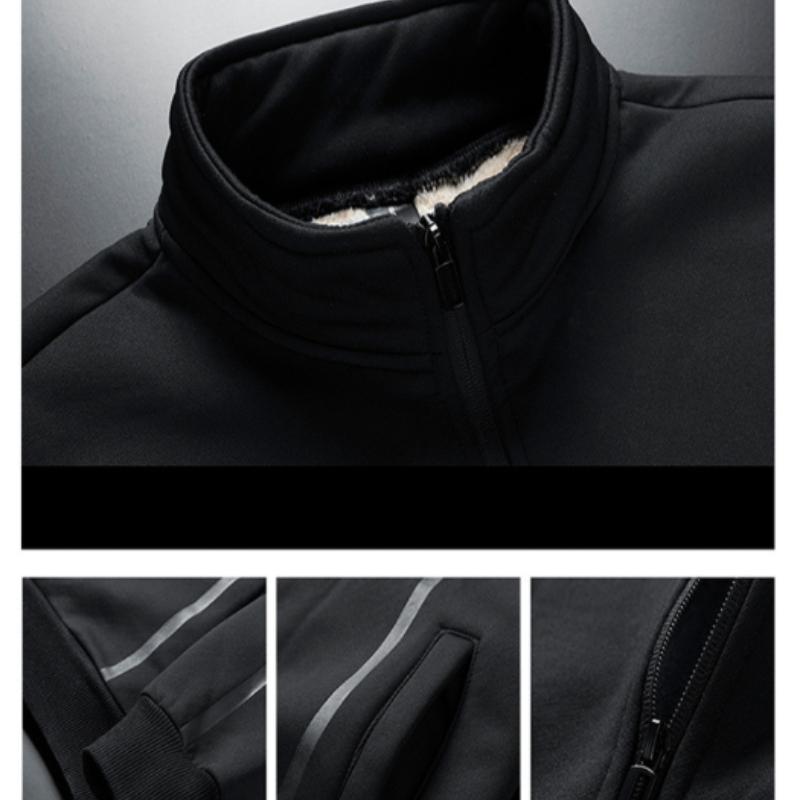 Winter Fleece-Lined Thickened Warm Casual Set Men's Sweatshirt Two-Piece Set Middle-Aged Elderly Sports Dad Outfit Jacket Men