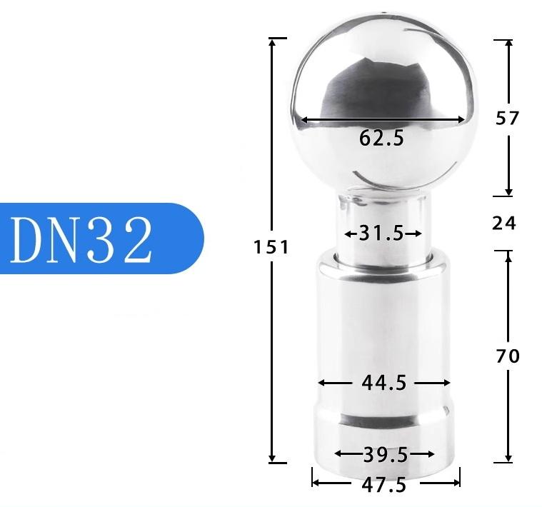 1/4 3/8'' 1/2'' 3/4'' 1''1-1/4 1-1/2 BSP Innengewinde 304 Edelstahl Sanitärer CIP-Tank Reinigungsball Rotierender Sprühball