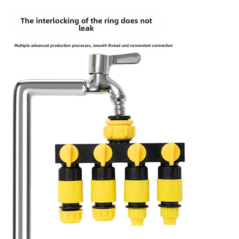 Garten-Vierwege-Wasserteiler-Ventil Outdoor Einlass Vier Auslässe Umlenknippel-Verbinder Kunststoff-Schlauchverteiler