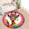 Happy Giraffe Plush Round Rug - Non-Slip, Soft Polyester Carpet for Bedroom & Living Room Decor