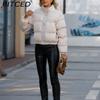 BITCED Autumn/Winter Women's Short-Length Cotton Coat Women's Long-Sleeved High-Neck Thermal Jacket Loose-Fit Casual Cotton Coat