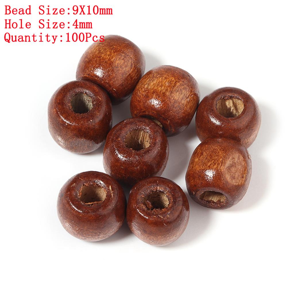 Natural Round Wood Beads Oval Loose Spacer Rosary Bead Large Hole Jewelry Bracelets Diy Unsex Charm Wholesale Supplies