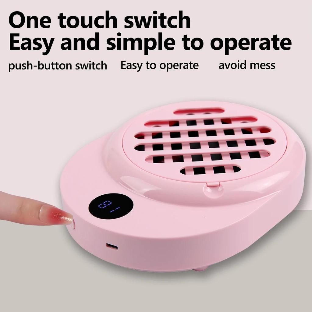 USB Rechargeable Manicure Nail Vacuum Cleaner Strong Suction Nail Dust Collector Portable Nail Art Vacuum Dust Cleaner