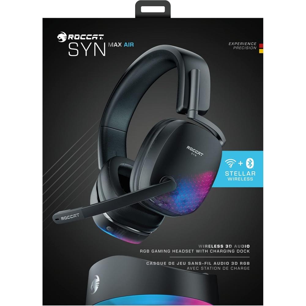 Roccat Gaming Headset Syn Max Air Black Pc Ps5 Ps4 Switch 3d Audio