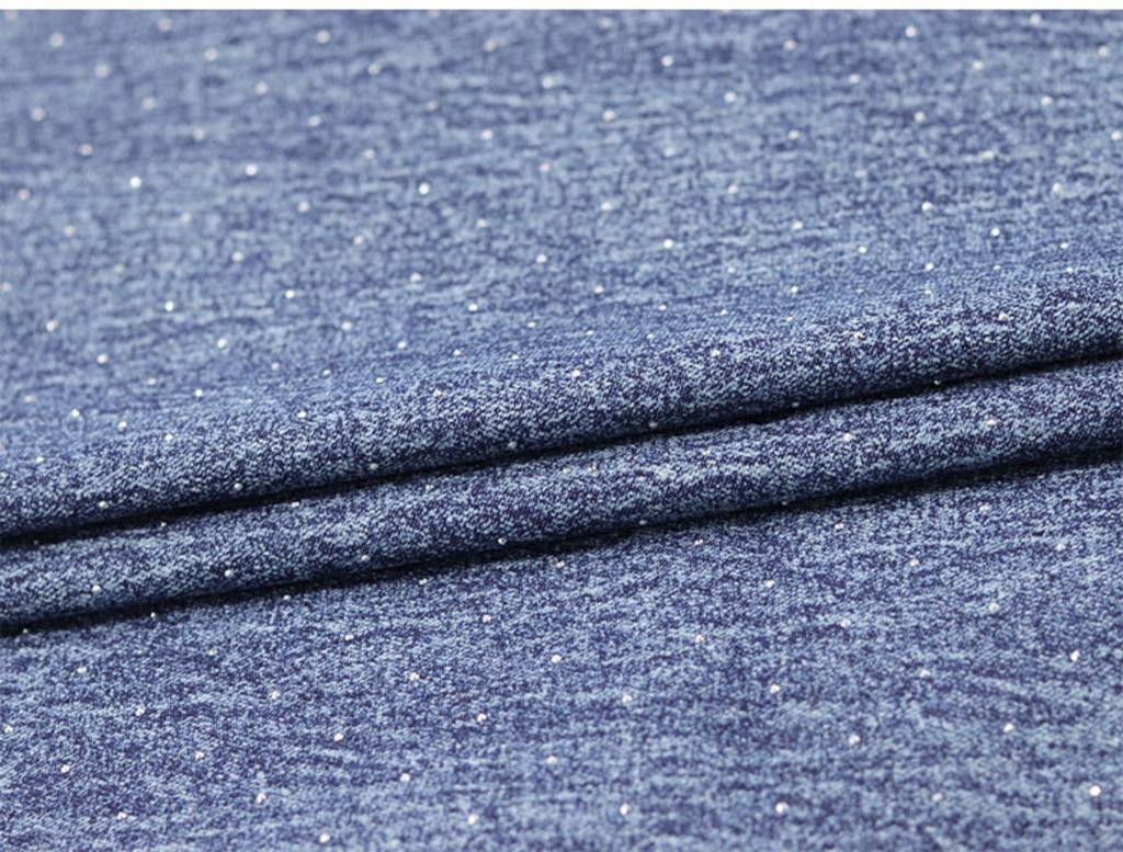 Washing Denim Fabric with Shiny Diamonds Thick By The Meter for Dress Bags Jeans Diy Sewing High Grade Cloth Soft Black Blue