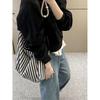 Large Capacity Tote Bag Women's New Versatile Canvas Striped Commuter Shoulder Bag Women's Casual Armpit Bag