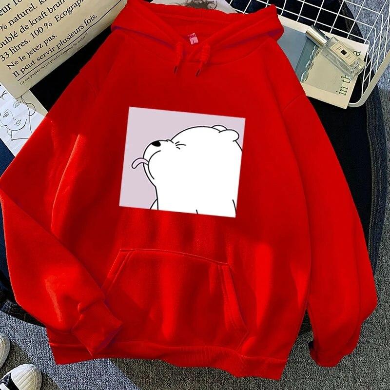 Langue collant ours drôle surdimensionné sweat Kawaii dessins animés sweats à capuche gris haut vêtements à capuche hiver femmes sweats à capuche à manches longues unisexe