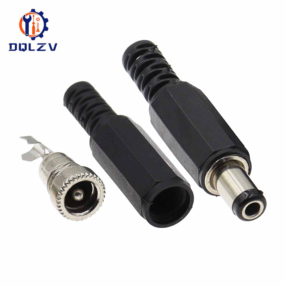 DC Female Male Power Plug 5.5mm X 2.1mm Male Female Jack Socket Adapter Connectors Set For DIY Projects Connector