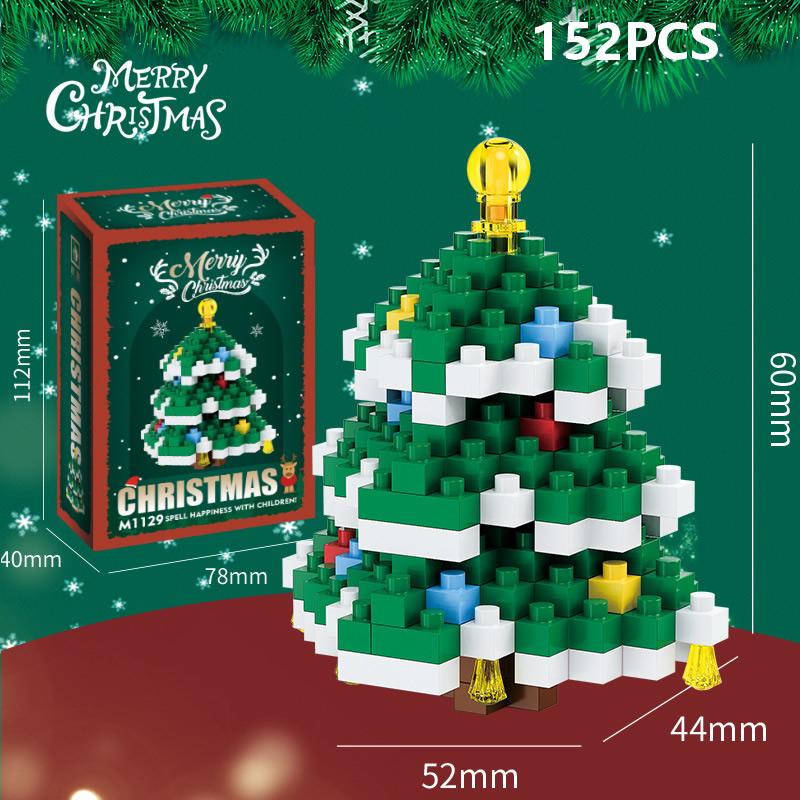 Christmas Gifts Micro Building Block DIY Domino Game Santa Claus Reindeer Holiday Puzzle Assembling Bricks Table Decoration Toys