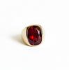 Natuurlijke Rode Granaat Ring, 925 Sterling Zilveren Ring, Heren Gedurfde Zegelring, 22k Goudvulling, Beloftering, Cadeau voor Haar