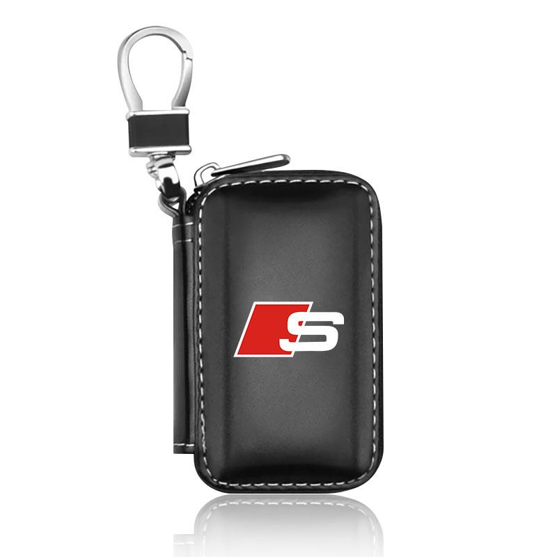 

1 шт. Кожаная эмблема Чехол для ключей автомобиля Брелок Молния Чехол-сумка для ключей Для Audi C7 C6 C5 B5 B6 B7 B8 B9 D3 Q3 Q5 Q7 TT A1 A3 A4 A5 black-sline