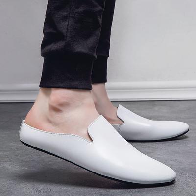 Outdoor Men Leather Comfortable Half Shoes for Men Slide Slipper Brand Designer Italian Mens Casual Shoes Hot Sale 2024 New