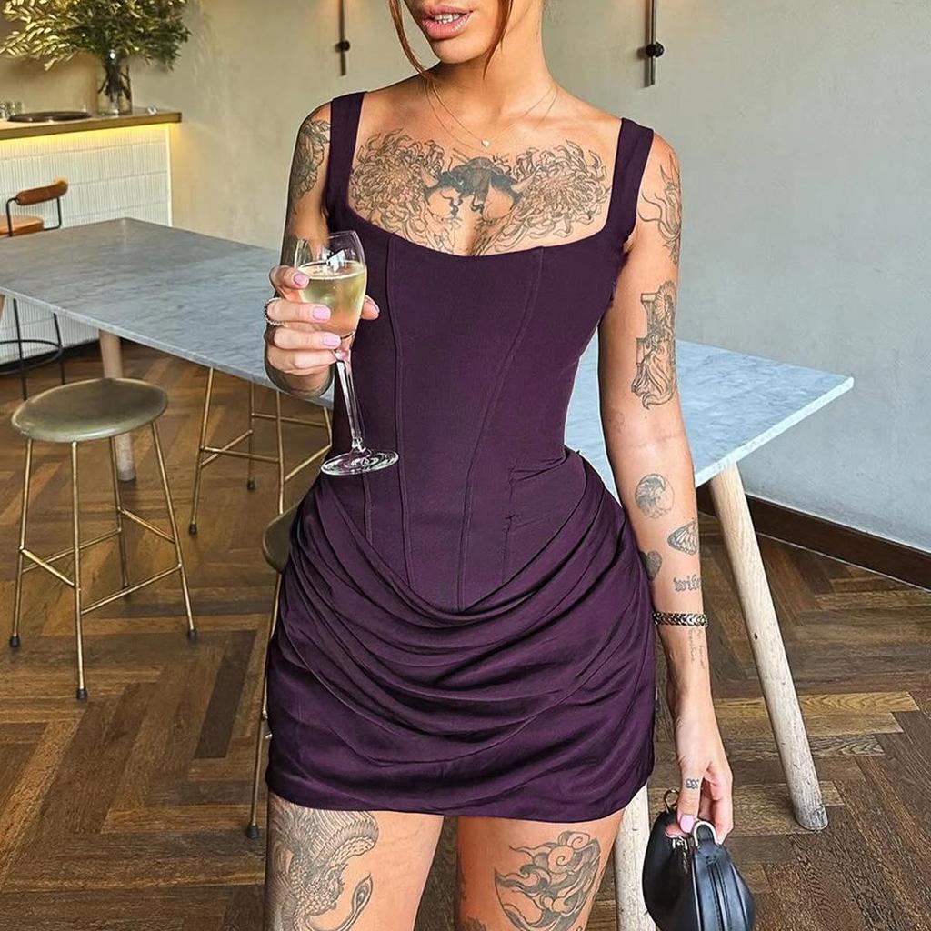 Women's European & American Sexy Fishbone Slim Fit Backless Spaghetti Strap Dress - Hot Girl & Mature Style