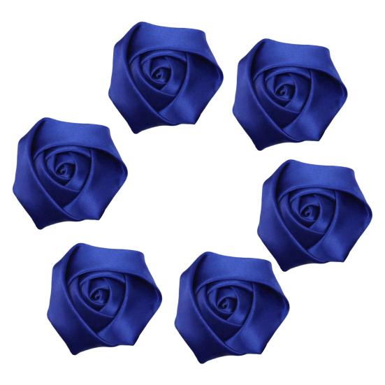 6Pcs Corsage Handmade Reversible Satin Roses Wedding Corsage DIY Hair Accessories Bridal Bouquets Small Floral Accessories